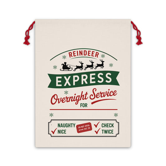 Copy of North Pole Express Gift Bag — Christmas Santa Overnight Delivery Drawstring Bag